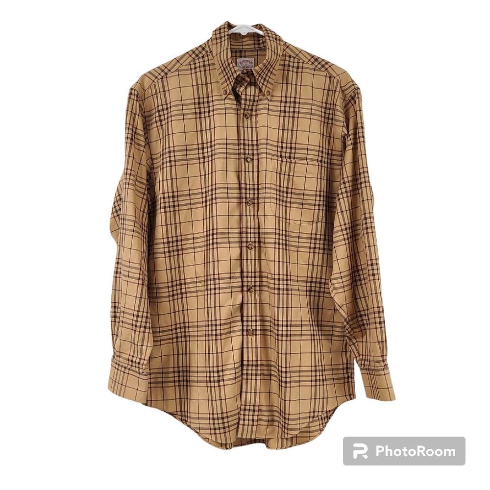 Brooks Brother's The Original Polo Shirt Plaid Button Down LS Shirt Men's Size S